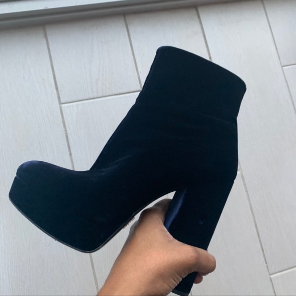 SOLD - Velvet Prada Square Toe Platform Boots